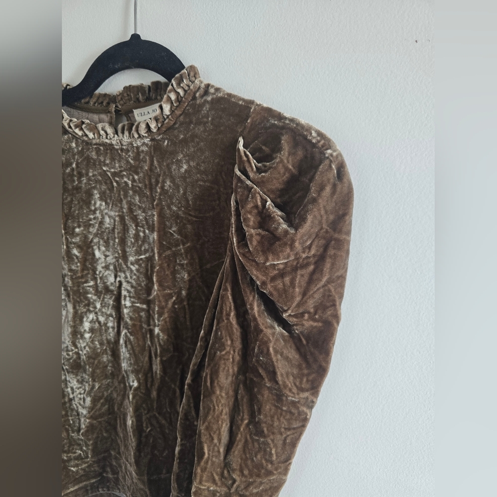 Ulla Johnson Puff Sleeve Blouse Brown Velvet - Picture 4 of 9